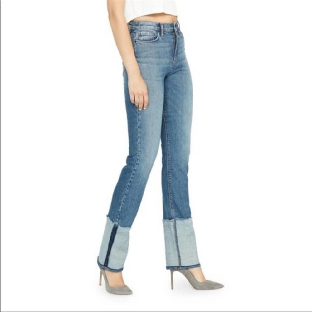 Hudson Holly Straight Leg Reverse Hem High Waist Jeans In Mimic NWT‎ - Picture 3 of 8